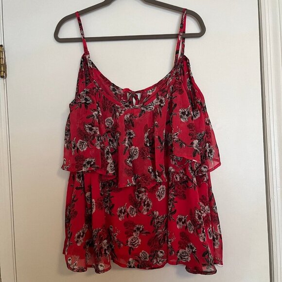 Torrid Size 2 Fuchsia Pink Floral Cold Shoulder Blouse - Picture 4 of 8